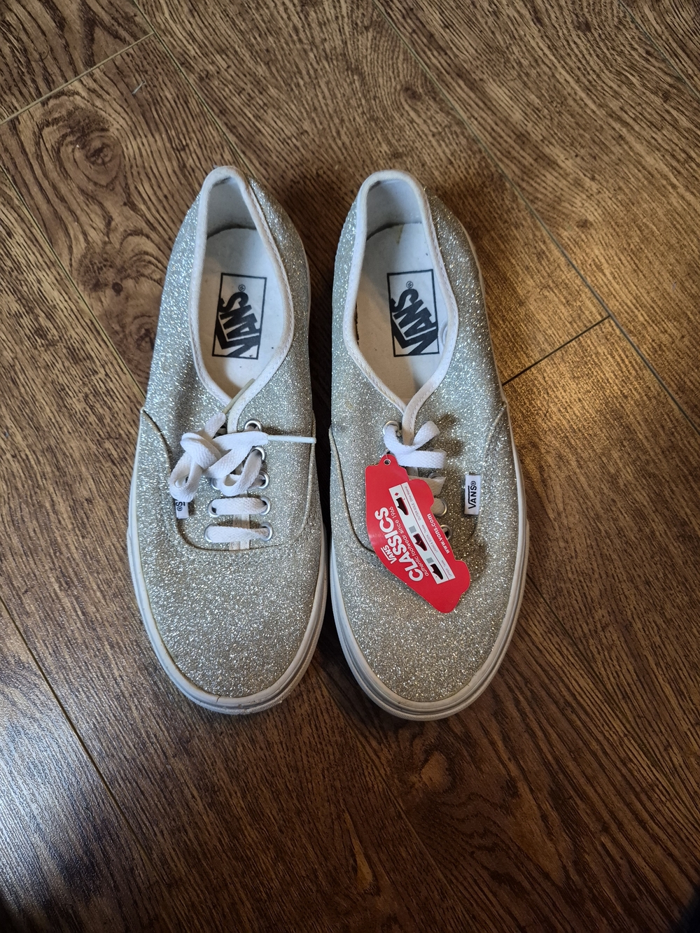 Vans Glitter Silver Classic Lace-Up Sneakers